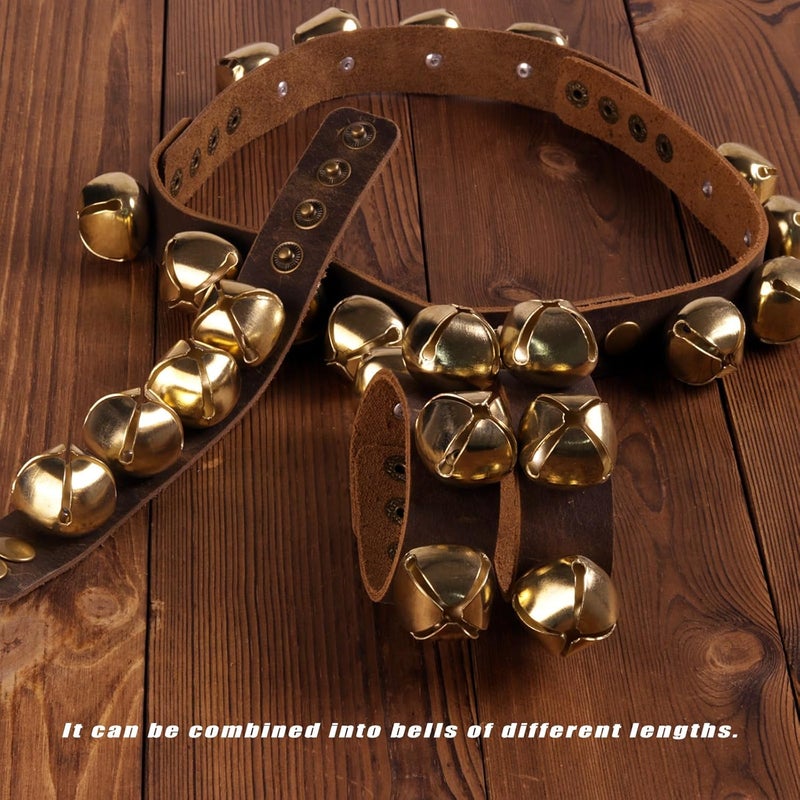 Fishknow Set of 6 Leather Jingle Bell Straps – Wrist & Ankle Bells, Folk Dance & Christmas Costume – Handmade Adjustable Brown Leather with Golden Sleigh Bells - Image 4